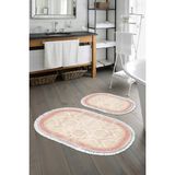 Alanur Home Eko Trend Djt 2 Li Yıkanabilir Kaymaz Taban Oval Banyo Paspas Klozet Takımı 1376 Klasik Koyu Pembe (60 x 100 - 50 x 60)