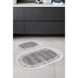 Alanur Home Eko Trend Djt 2 Li Yıkanabilir Kaymaz Taban Oval Banyo Paspas Klozet Takımı 1460 Modern Gri (50 x 80 - 40 x 50)