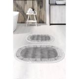 Alanur Home Eko Trend Djt 2 Li Yıkanabilir Kaymaz Taban Oval Banyo Paspas Klozet Takımı 1460 Modern Gri (60 x 100 - 50 x 60)