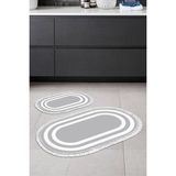 Alanur Home Eko Trend Djt 2 Li Yıkanabilir Kaymaz Taban Oval Banyo Paspas Klozet Takımı 2229M Bordürlü Gri Beyaz (60 x 100 - 50 x 60) - Gri - Beyaz