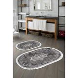 Alanur Home Eko Trend Djt 2 Li Yıkanabilir Kaymaz Taban Oval Banyo Paspas Klozet Takımı 616 Klasik Bej (60 x 100 - 50 x 60) - Koyu Gri