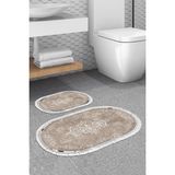 Alanur Home Eko Trend Djt 2 Li Yıkanabilir Kaymaz Taban Oval Banyo Paspas Klozet Takımı 616 Klasik Bej (60 x 100 - 50 x 60)