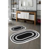 Alanur Home Eko Trend Djt 2 Li Yıkanabilir Kaymaz Taban Oval Banyo Paspas Klozet Takımı 650M Modern Siyah (50 x 80 - 40 x 50)