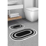 Alanur Home Eko Trend Djt 2 Li Yıkanabilir Kaymaz Taban Oval Banyo Paspas Klozet Takımı 650M Modern Siyah (60 x 100 - 50 x 60)