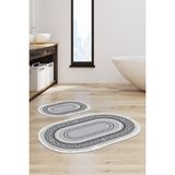 Alanur Home Eko Trend Djt 2 Li Yıkanabilir Kaymaz Taban Oval Banyo Paspas Klozet Takımı 651M Modern Gold (50 x 80 - 40 x 50) - Gri