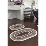 Alanur Home Eko Trend Djt 2 Li Yıkanabilir Kaymaz Taban Oval Banyo Paspas Klozet Takımı 651M Modern Gold (50 x 80 - 40 x 50) - Kahve