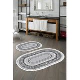 Alanur Home Eko Trend Djt 2 Li Yıkanabilir Kaymaz Taban Oval Banyo Paspas Klozet Takımı 651M Modern Gold (60 x 100 - 50 x 60) - Gri