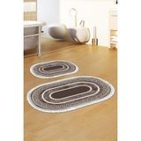 Alanur Home Eko Trend Djt 2 Li Yıkanabilir Kaymaz Taban Oval Banyo Paspas Klozet Takımı 651M Modern Gold (60 x 100 - 50 x 60) - Kahve