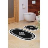 Alanur Home Eko Trend Djt 2 Li Yıkanabilir Kaymaz Taban Oval Banyo Paspas Klozet Takımı 656M Modern Gold (50 x 80 - 40 x 50) - Siyah
