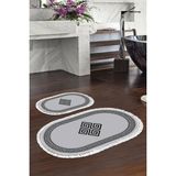 Alanur Home Eko Trend Djt 2 Li Yıkanabilir Kaymaz Taban Oval Banyo Paspas Klozet Takımı 656M Modern Gold (60 x 100 - 50 x 60) - Gri