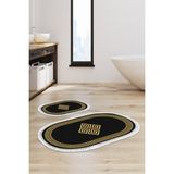 Alanur Home Eko Trend Djt 2 Li Yıkanabilir Kaymaz Taban Oval Banyo Paspas Klozet Takımı 656M Modern Gold (60 x 100 - 50 x 60)