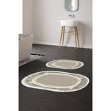 Alanur Home Eko Trend Djt 2 Li Yıkanabilir Kaymaz Taban Oval Banyo Paspas Klozet Takımı 657M Modern Camel (50 x 80 - 40 x 50)