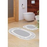 Alanur Home Eko Trend Djt 2 Li Yıkanabilir Kaymaz Taban Oval Banyo Paspas Klozet Takımı 657M Modern Camel (60 x 100 - 50 x 60) - Gri