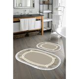 Alanur Home Eko Trend Djt 2 Li Yıkanabilir Kaymaz Taban Oval Banyo Paspas Klozet Takımı 657M Modern Camel (60 x 100 - 50 x 60)