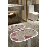Alanur Home Eko Trend Djt 2 Li Yıkanabilir Kaymaz Taban Oval Banyo Paspas Klozet Takımı 660M Suluboya Bej (50 x 80 - 40 x 50) - Pudra