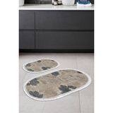 Alanur Home Eko Trend Djt 2 Li Yıkanabilir Kaymaz Taban Oval Banyo Paspas Klozet Takımı 660M Suluboya Bej (50 x 80 - 40 x 50)