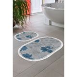 Alanur Home Eko Trend Djt 2 Li Yıkanabilir Kaymaz Taban Oval Banyo Paspas Klozet Takımı 660M Suluboya Bej (60 x 100 - 50 x 60) - Mavi