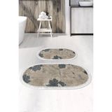 Alanur Home Eko Trend Djt 2 Li Yıkanabilir Kaymaz Taban Oval Banyo Paspas Klozet Takımı 660M Suluboya Bej (60 x 100 - 50 x 60)