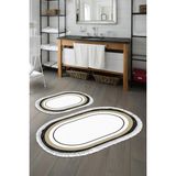 Alanur Home Eko Trend Djt 2 Li Yıkanabilir Kaymaz Taban Oval Banyo Paspas Klozet Takımı 673M Bordürlü Krem (50 x 80 - 40 x 50)