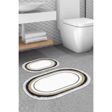 Alanur Home Eko Trend Djt 2 Li Yıkanabilir Kaymaz Taban Oval Banyo Paspas Klozet Takımı 673M Bordürlü Krem (60 x 100 - 50 x 60)