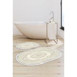 Alanur Home Eko Trend Djt 2 Li Yıkanabilir Kaymaz Taban Oval Banyo Paspas Klozet Takımı 747 Klasik Bej (60 x 100 - 50 x 60) - Krem
