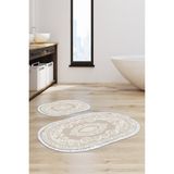 Alanur Home Eko Trend Djt 2 Li Yıkanabilir Kaymaz Taban Oval Banyo Paspas Klozet Takımı 747 Klasik Bej (60 x 100 - 50 x 60)