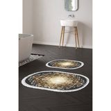 Alanur Home Eko Trend Djt 2 Li Yıkanabilir Kaymaz Taban Oval Banyo Paspas Klozet Takımı 759 Patchwork Siyah (60 x 100 - 50 x 60)