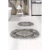 Alanur Home Eko Trend Djt 2 Li Yıkanabilir Kaymaz Taban Oval Banyo Paspas Klozet Takımı 762 Osmanli Gri (60 x 100 - 50 x 60) - Açık Gri