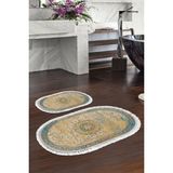 Alanur Home Eko Trend Djt 2 Li Yıkanabilir Kaymaz Taban Oval Banyo Paspas Klozet Takımı P1356 Vintage Kırmızı (50 x 80 - 40 x 50) - Turkuaz