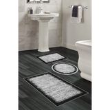 Alanur Home Eko Trend Djt 3 Lü Yıkanabilir Kaymaz Taban Banyo Paspas Seti 1342 Modern Gri - Siyah