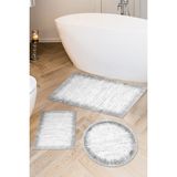 Alanur Home Eko Trend Djt 3 Lü Yıkanabilir Kaymaz Taban Banyo Paspas Seti 1342 Modern Gri