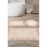 Alanur Home Eko Trend Djt 3 Lü Yıkanabilir Kaymaz Taban Banyo Paspas Seti 1376 Klasik Açık Turkuaz - Koyu Pembe