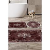 Alanur Home Eko Trend Djt 3 Lü Yıkanabilir Kaymaz Taban Banyo Paspas Seti 616 Klasik Bej - Bordo