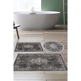 Alanur Home Eko Trend Djt 3 Lü Yıkanabilir Kaymaz Taban Banyo Paspas Seti 616 Klasik Bej - Koyu Gri