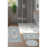 Alanur Home Eko Trend Djt 3 Lü Yıkanabilir Kaymaz Taban Banyo Paspas Seti 747 Klasik Bej - Mavi