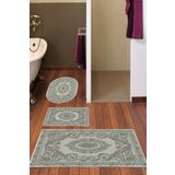 Alanur Home Eko Trend Djt 3 Lü Yıkanabilir Kaymaz Taban Banyo Paspas Seti 747 Klasik Gri
