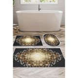 Alanur Home Eko Trend Djt 3 Lü Yıkanabilir Kaymaz Taban Banyo Paspas Seti 759 Patchwork Siyah