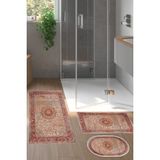 Alanur Home Eko Trend Djt 3 Lü Yıkanabilir Kaymaz Taban Banyo Paspas Seti P1356 Vintage Kırmızı