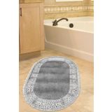 Alanur Home Eko Trend Djt Banyo Paspası Yıkanabilir Kaymaz Taban 1460 Oval Modern Gri 1460-Trend-Banyo-Oval