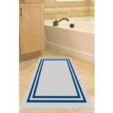 Alanur Home Eko Trend Djt Banyo Paspası Yıkanabilir Kaymaz Taban 1696 Bordürlü Gri Lacivert 1696-Trend-Banyo
