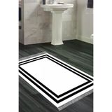 Alanur Home Eko Trend Djt Banyo Paspası Yıkanabilir Kaymaz Taban 1696 Bordürlü Siyah Beyaz 1696-Trend-Banyo