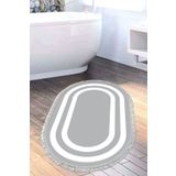 Alanur Home Eko Trend Djt Banyo Paspası Yıkanabilir Kaymaz Taban 2229m Oval Bordürlü Gri Beyaz 2229M-Trend-Banyo-Oval