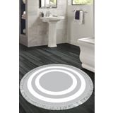 Alanur Home Eko Trend Djt Banyo Paspası Yıkanabilir Kaymaz Taban 2229m Yuvarlak Bordürlü Gri Beyaz 2229M-Trend-Banyo-Yuvarlak