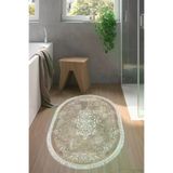 Alanur Home Eko Trend Djt Banyo Paspası Yıkanabilir Kaymaz Taban 616 Oval Klasik Bej 616-Trend-Banyo-Oval