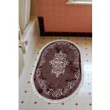 Alanur Home Eko Trend Djt Banyo Paspası Yıkanabilir Kaymaz Taban 616 Oval Klasik Bordo 616-Trend-Banyo-Oval