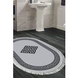 Alanur Home Eko Trend Djt Banyo Paspası Yıkanabilir Kaymaz Taban 656m Oval Modern Gri 656M-Trend-Banyo-Oval