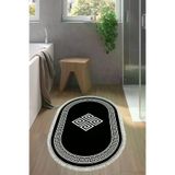 Alanur Home Eko Trend Djt Banyo Paspası Yıkanabilir Kaymaz Taban 656m Oval Modern Siyah 656M-Trend-Banyo-Oval