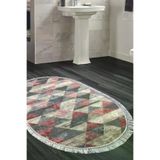Alanur Home Eko Trend Djt Banyo Paspası Yıkanabilir Kaymaz Taban 661 Oval Iskandinav Pudra 661-Trend-Banyo-Oval