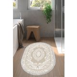 Alanur Home Eko Trend Djt Banyo Paspası Yıkanabilir Kaymaz Taban 747 Oval Klasik Bej 747-Trend-Banyo-Oval