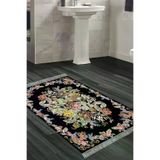 Alanur Home Eko Trend Djt Banyo Paspası Yıkanabilir Kaymaz Taban F5022 Etnik Siyah F5022-Trend-Banyo